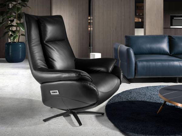 Relax-Drehsessel 5124 Schwarz - Flachgewebe - Kunstleder - 91 x 118 x 86 cm