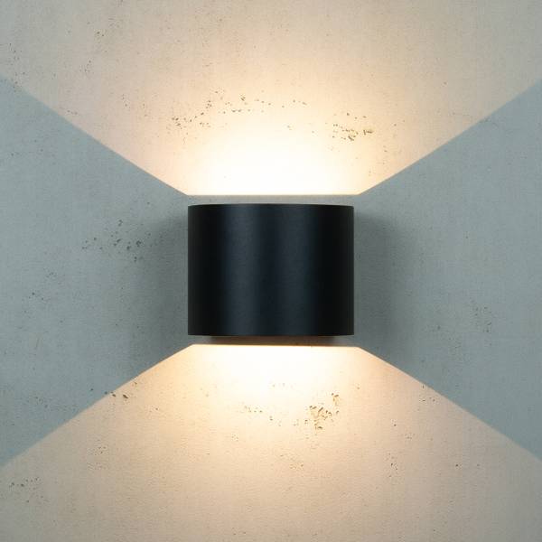 Außenwandleuchte Mars Schwarz - Glas - Metall - 12 x 11 x 14 cm