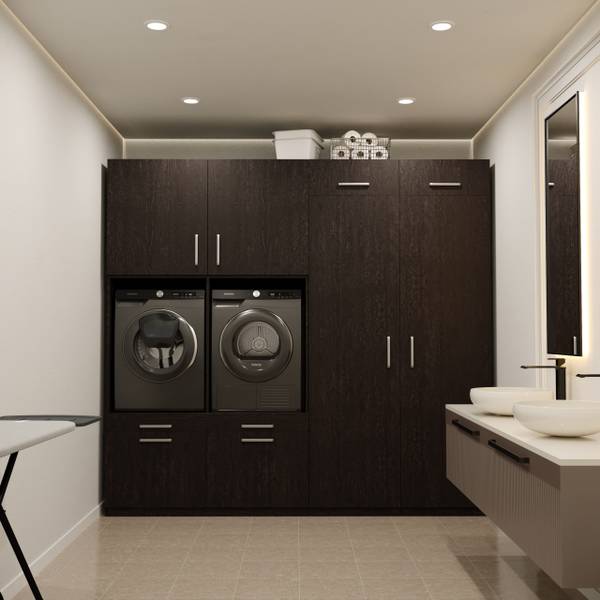 Waschmaschinenschrank Munich Schwarz - Holzwerkstoff - 253 x 235 x 70 cm