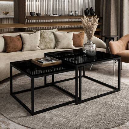Couchtisch Yoshi 2in1 Schwarz - Höhe: 46 cm - Schwarz