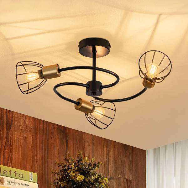 Plafonnier Alger Ⅲ 3-ampoules Noir - Métal - 55 x 26 x 55 cm