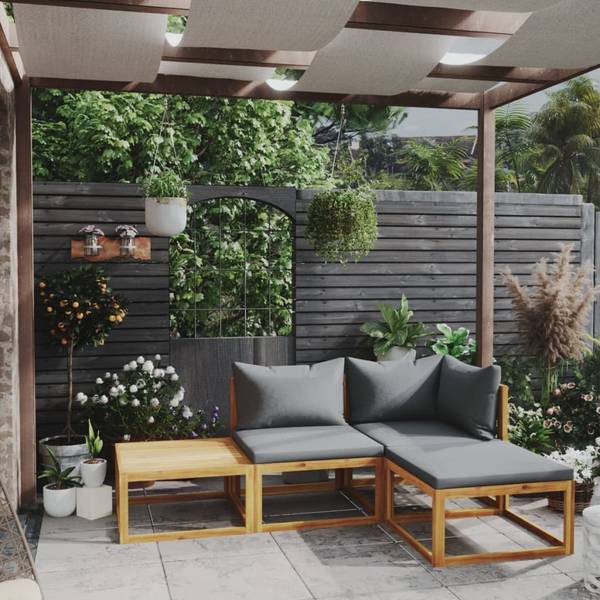 Garten-Lounge-Set 3057601 (4-teilig) Grau - Polyester - Akazie - 68 x 29 x 68 cm