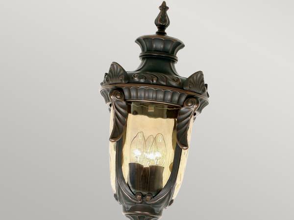 LED Mastleuchte Jugendstil, Höhe 237cm Braun - Farbglas - 27 x 237 x 27 cm