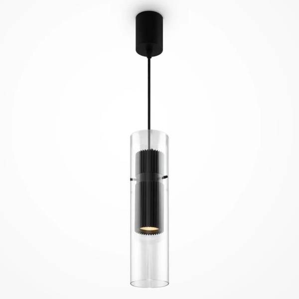Suspension Luminaire Tube Santos Noir - Transparent
