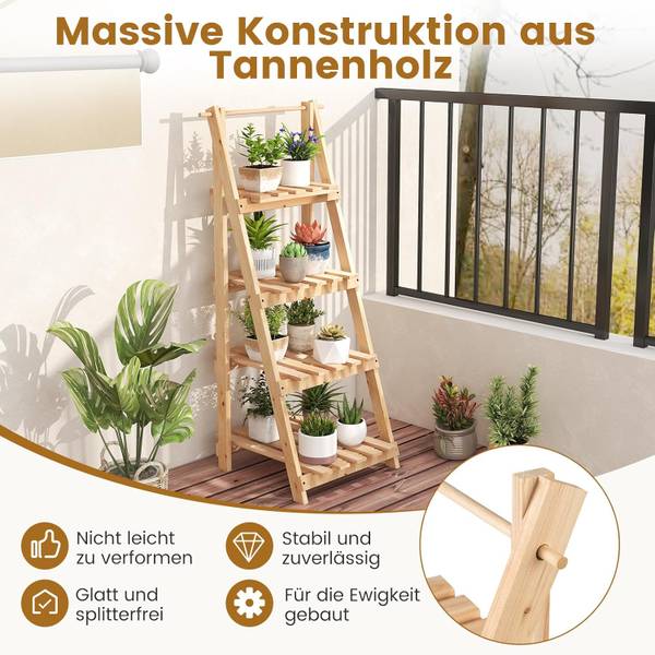Bloementrap SF6652NL bruin - massief hout - 38 x 109 x 52 cm