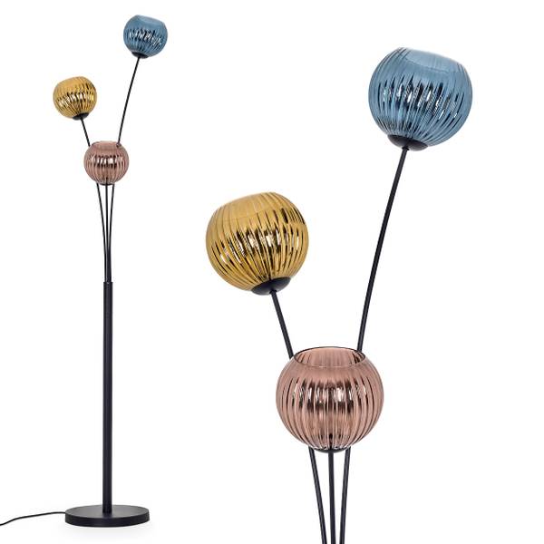 Stehlampe Cesaro Blau - Gold - Aluminium - Klarglas - 33 x 170 x 39 cm