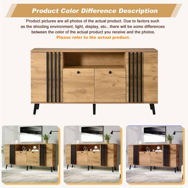 Sideboard Astraios Ⅷ Schwarz - Braun - Holzwerkstoff - Massivholz - 140 x 71 x 35 cm