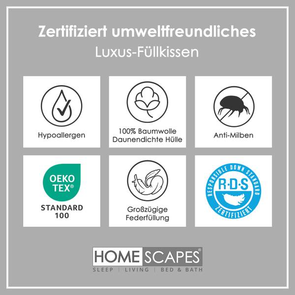 Kissenfüllung 2er-Set Federn 55 x 10 x 55 cm