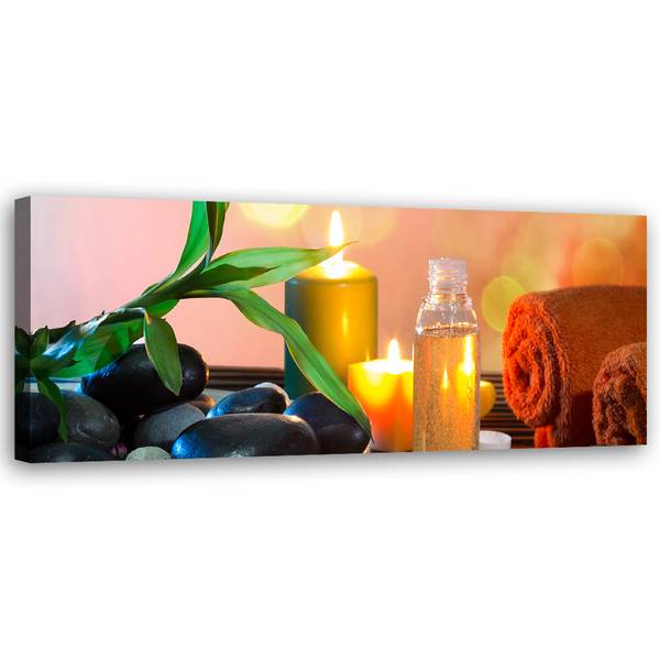 Wandbild zen blätter steine kerze 150 x 50 cm