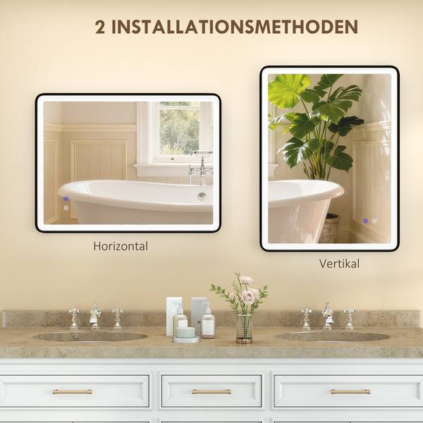 Badkamerspiegel 834-908V00BK zwart - glas - 5 x 60 x 80 cm