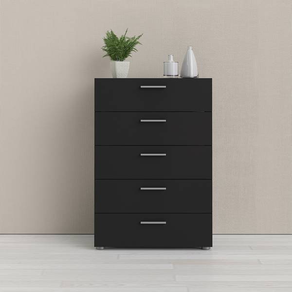 Kommode Petra Schwarz - Holz teilmassiv - 70 x 102 x 40 cm