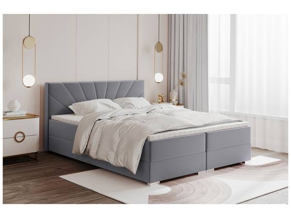 Boxspringbett John Grau - H3 - Liegefläche Breite: 140 cm