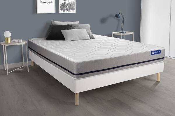 Bettgestell und Matratze Actiflex soft Weiß - Massivholz - 160 x 49 x 195 cm