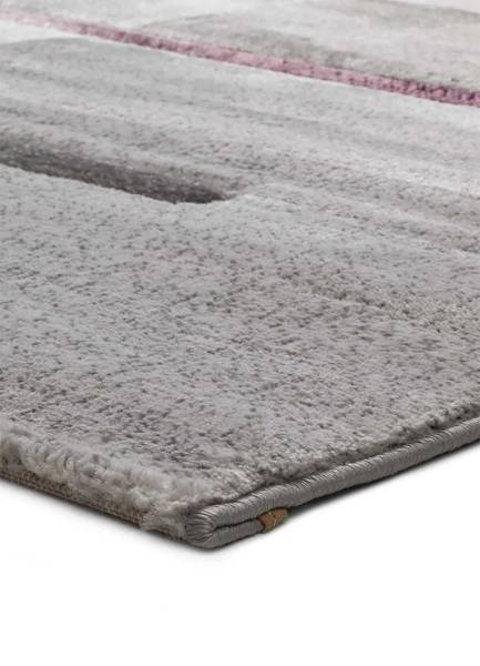 Kurzflorteppich DETROIT Geometrisch Grau - Violett - Polypropylen - 80 x 2 x 150 cm