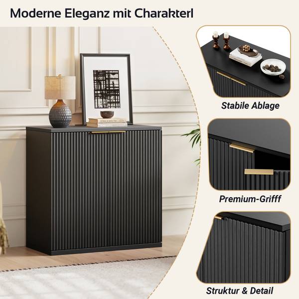 Sideboard QUASARNEXUS Schwarz - Holzwerkstoff - 80 x 80 x 40 cm