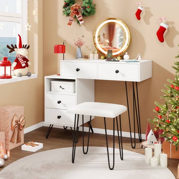 Schminktisch TG33422PQ Weiß - Holzwerkstoff - 40 x 120 x 98 cm