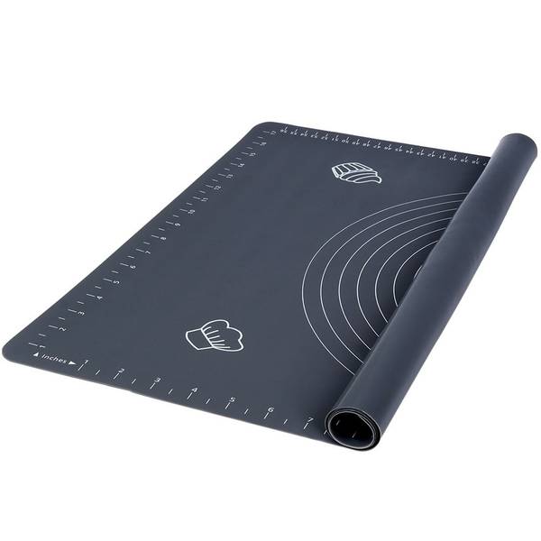 Nudelholz mit Backmatte 2-tlg. Set279001 Grau - Silikon - 5 x 38 x 5 cm