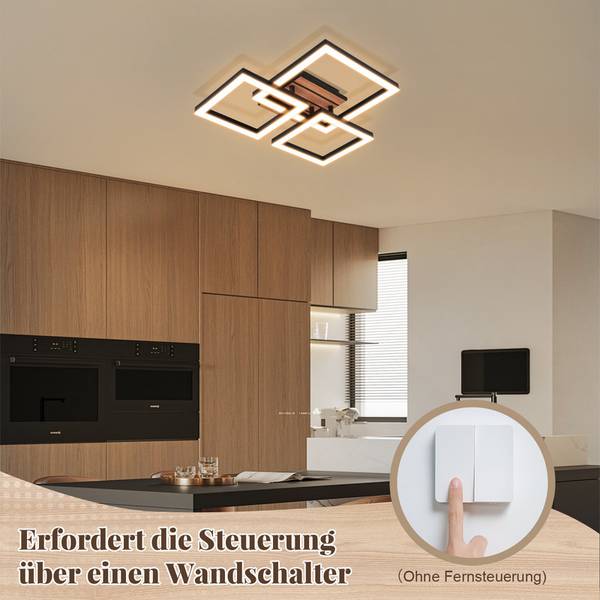 Plafonnier led kujk Noir - Fer - 38 x 8 x 32 cm