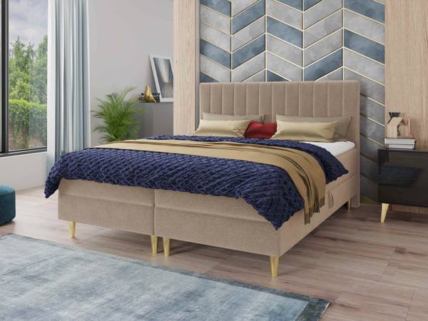 Boxspringbett Gold Beige - Liegefläche Breite: 180 cm
