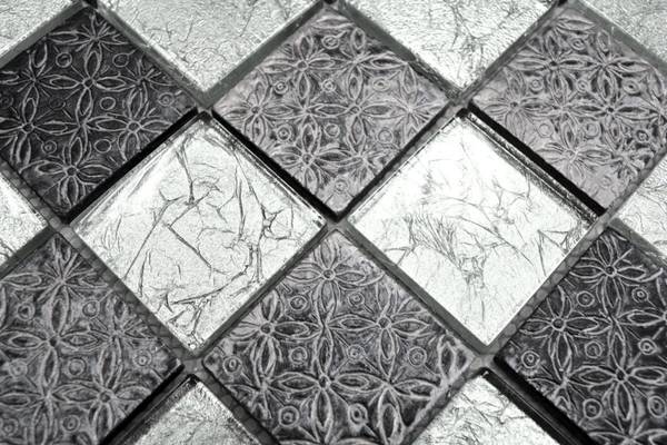Mosaikfliesen 88-8OP6 Silber - Glas - 30 x 30 x 30 cm