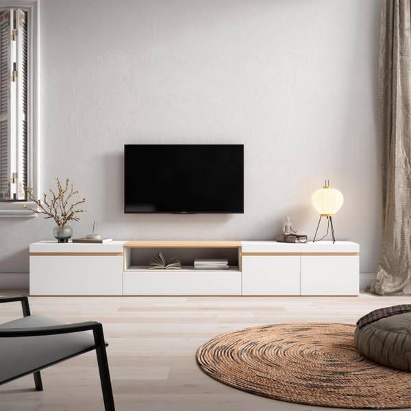 TV-Lowboard Cozy X Braun - Weiß - Melamin - 288 x 45 x 35 cm