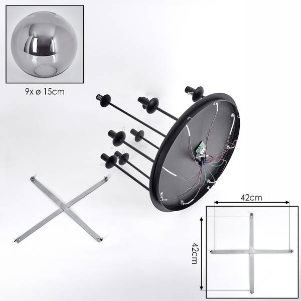 Deckenleuchte Fossobiubo Grau - Aluminium - Klarglas - 57 x 70 x 57 cm