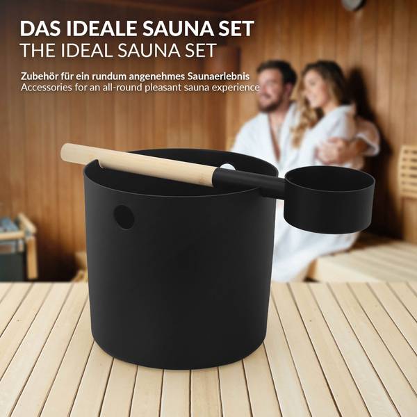 Sauna Zubehör Set AURIA-S 2 tlg Schwarz - Metall - 25 x 23 x 25 cm