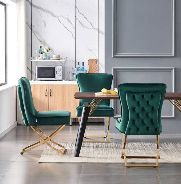 Trafalgar Esszimmerstuhl 2er-Set Grün - Samt - 51 x 95 x 70 cm