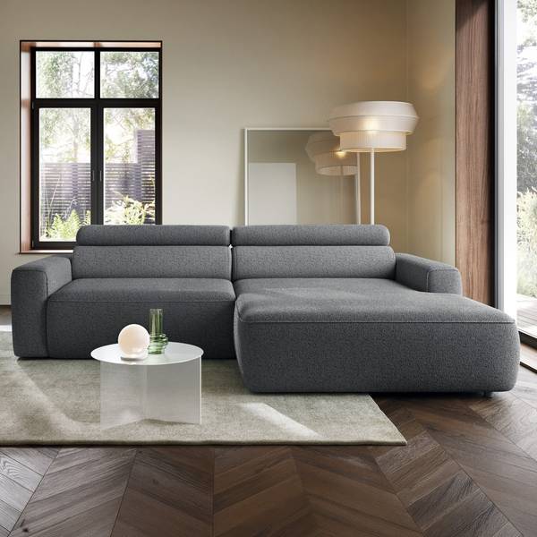 Ecksofa FANDO Grau - Ecke davorstehend rechts - Ottomane davorstehend rechts