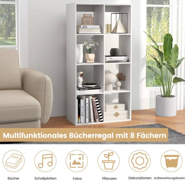8-Würfel Bücherregal 61327508 Weiß - Holzwerkstoff - 70 x 137 x 33 cm