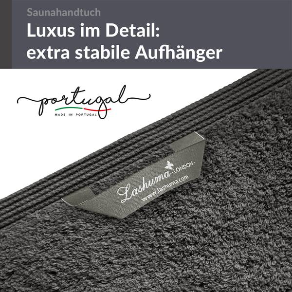 Saunahandtuch London 2er-Set Grau - Frottee - 80 x 1 x 200 cm