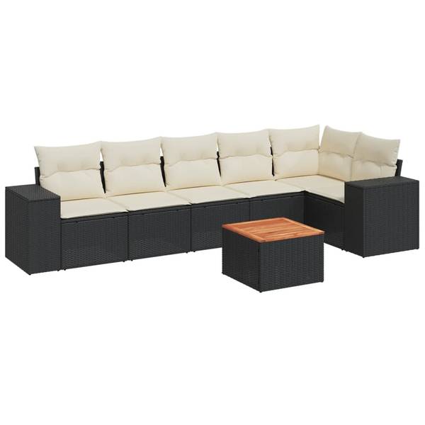 Salon de jardin 3035857-1 (lot de 7) Noir - Crème