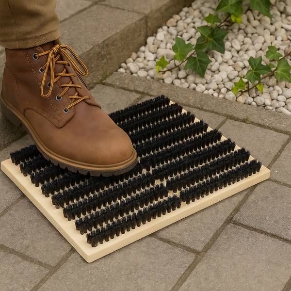 Schuhabstreifer aus Holz Schwarz - Braun - Eisen - 59 x 5 x 36 cm