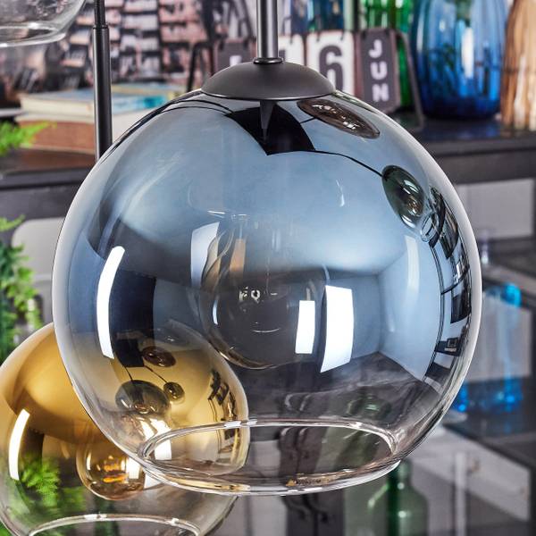 Pendelleuchte Cesaro Blau - Gold - Grün - Aluminium - Klarglas - 26 x 125 x 120 cm