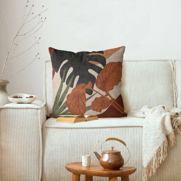 Dekokissen Tropische Boho Blätter 50 x 50 x 10 cm
