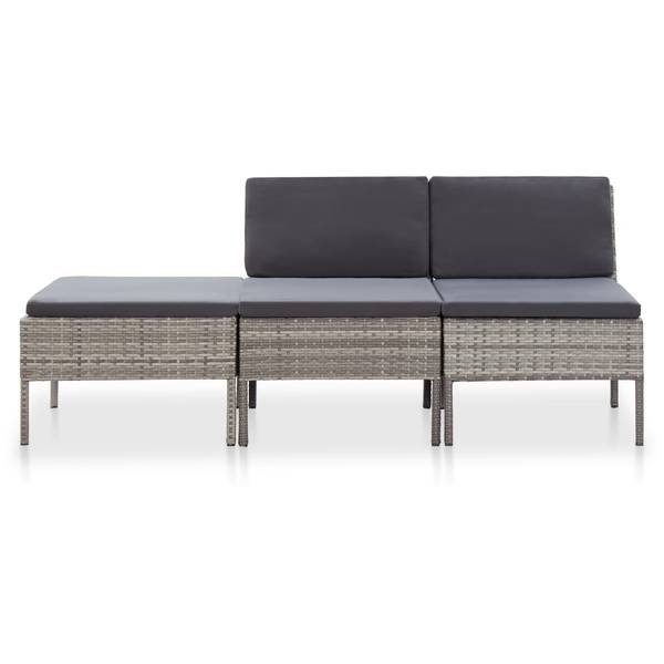 3-tlg. Garten-Lounge-Set XT6915 Grau - Rattan