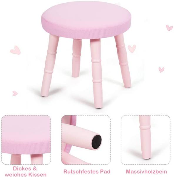 Kinder Schminktisch mit Hocker Pink - Holzwerkstoff - 34 x 100 x 70 cm