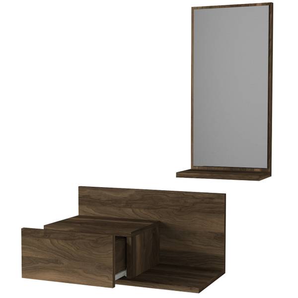 Konsolentisch mit Spiegel Drax hängend Braun - Spiegelglas - 60 x 30 x 30 cm