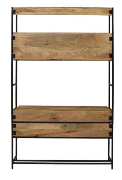 Schreibtisch Gita Braun - Mango - 130 x 213 x 55 cm
