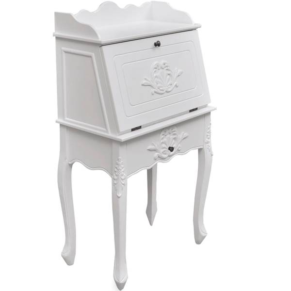 Bureau 241735 Blanc - Bois manufacturé - Bois massif - 60 x 8 x 60 cm