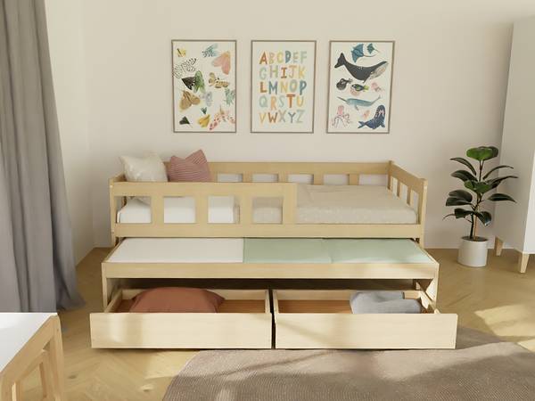 Bett 3in1 FENCE 6 Holz - Lackiert