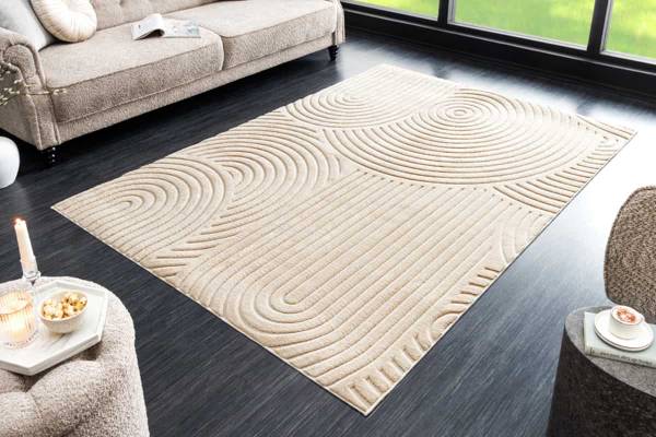 Teppich ART DECO Beige - Kunststoff - Textil