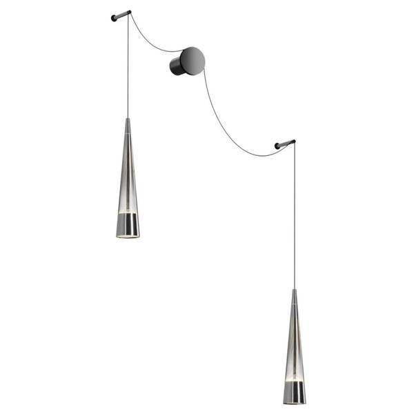 Wandleuchte Modern Jo Schwarz - Silber - Aluminium - 49 x 229 x 39 cm