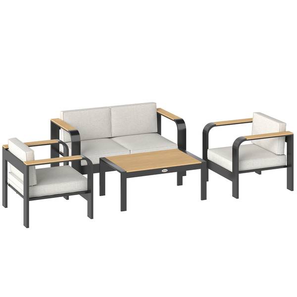 Gartenmöbel-Set 84K-023V00BG Beige - Aluminium - 138 x 62 x 70 cm