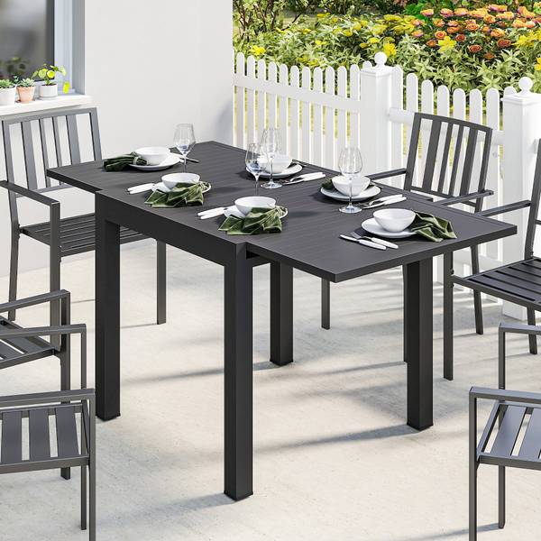 Ausziehbarer Gartentisch 84G-997V00BK Schwarz - Aluminium - 80 x 75 x 160 cm