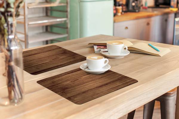 PLATZSETS Holz-Optik 6er-Set Vinyl - 45 x 30 x 1 cm