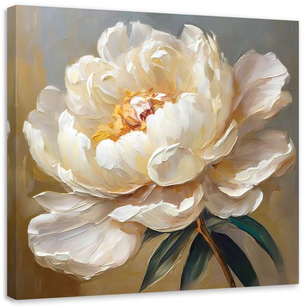 Tableau déco huile pivoine imprimée sur 40 x 40 cm