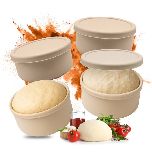Pizzaballenbox mit Deckel 4er Set Beige