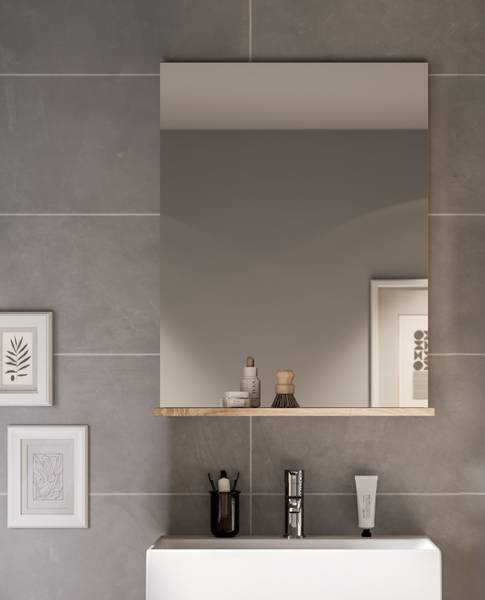 Badezimmer Spiegel Mambo Braun - Holzwerkstoff - Glas - Metall - 60 x 79 x 18 cm
