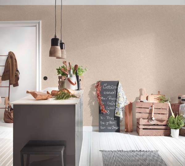 Vliestapete Soft Touch Beige - Orange - Fleece - Vinyl - 53 x 1005 x 1 cm